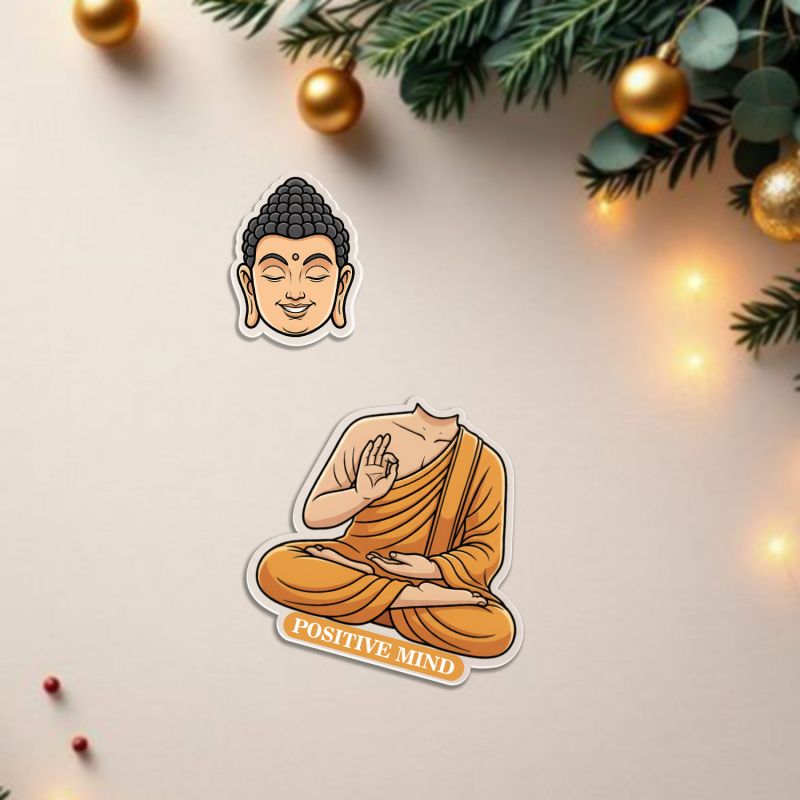 (Positive Mind) Buddha Bobblehead Caricature Solar Powered Moving Head for Living Room Car Dashboard Home Decor Office Desk & Yoga Room Motivational Desk Decor Positive Vibes